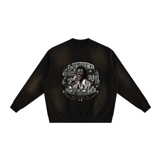 Luther Is My Elvis,Sunfade Fleece Sweatshirt,Vintage Graphic Crewneck,Black Music Icons Apparel,Oversized Streetwear Sweatshir,Unisex Drop Shoulder Pullover,80s Music Inspired Fashion,Cultural Statement Clothing,The BAE Collection,TOTB EATS