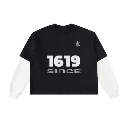 Long Sleeve Tee,100% Cotton Shirt,Cropped Long Sleeve,TOTB EATS,The BAE Shirt,1619 Since,Fall Streetwear,Everyday Outfit,History Remix,Drop Shoulder Shirt
